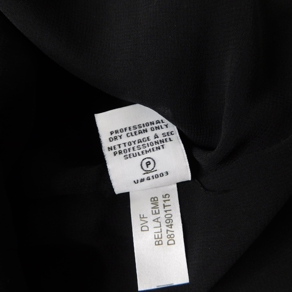 NWT!! DVF Diane Von Furstenberg Black Crepe Embellished Bella Faux Wrap Dress 4 - Picture 15 of 16